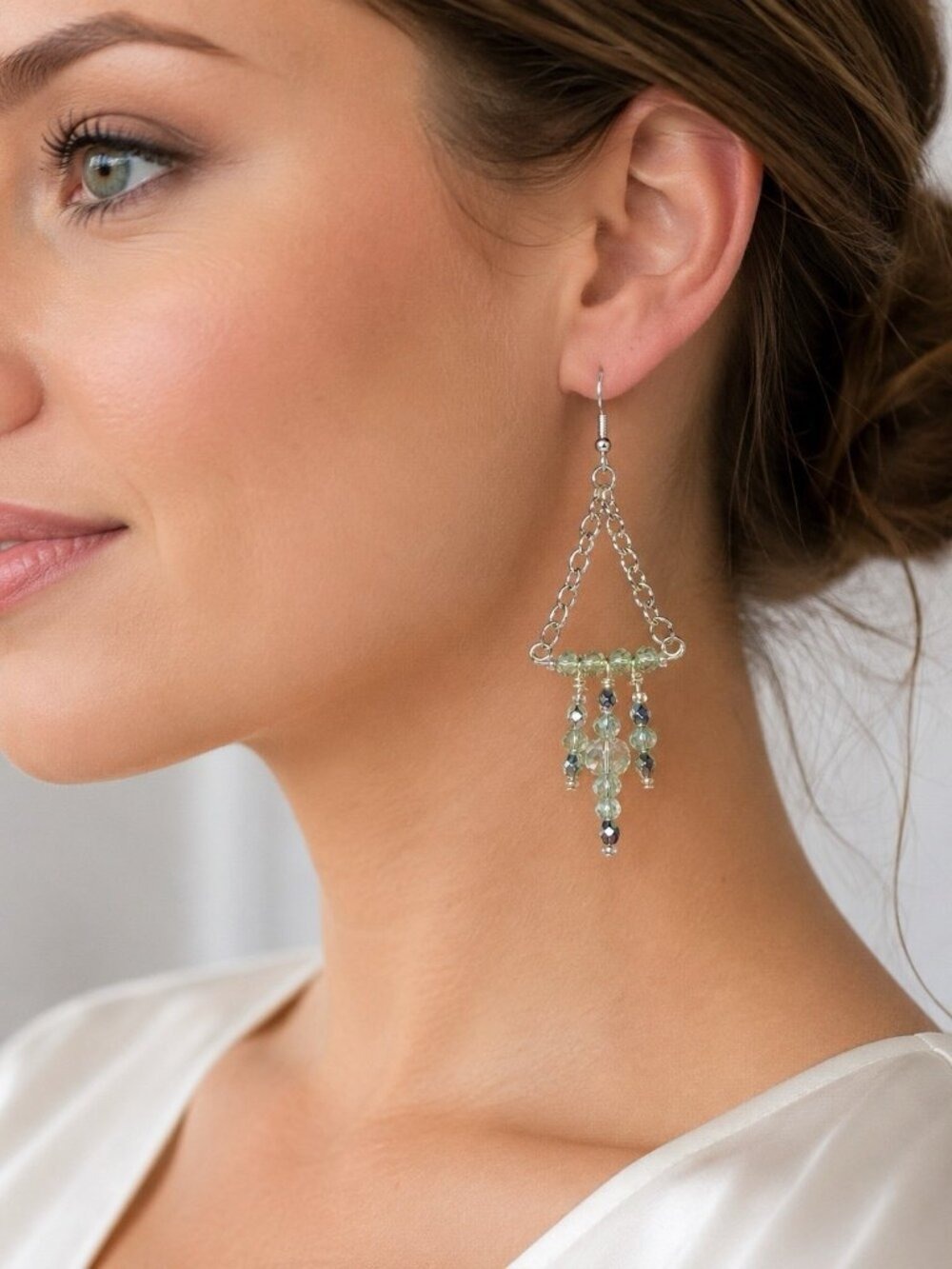 REIMAGINED 3” AB Crystal Chandelier Earrings Sterling Silver Hooks Handmade